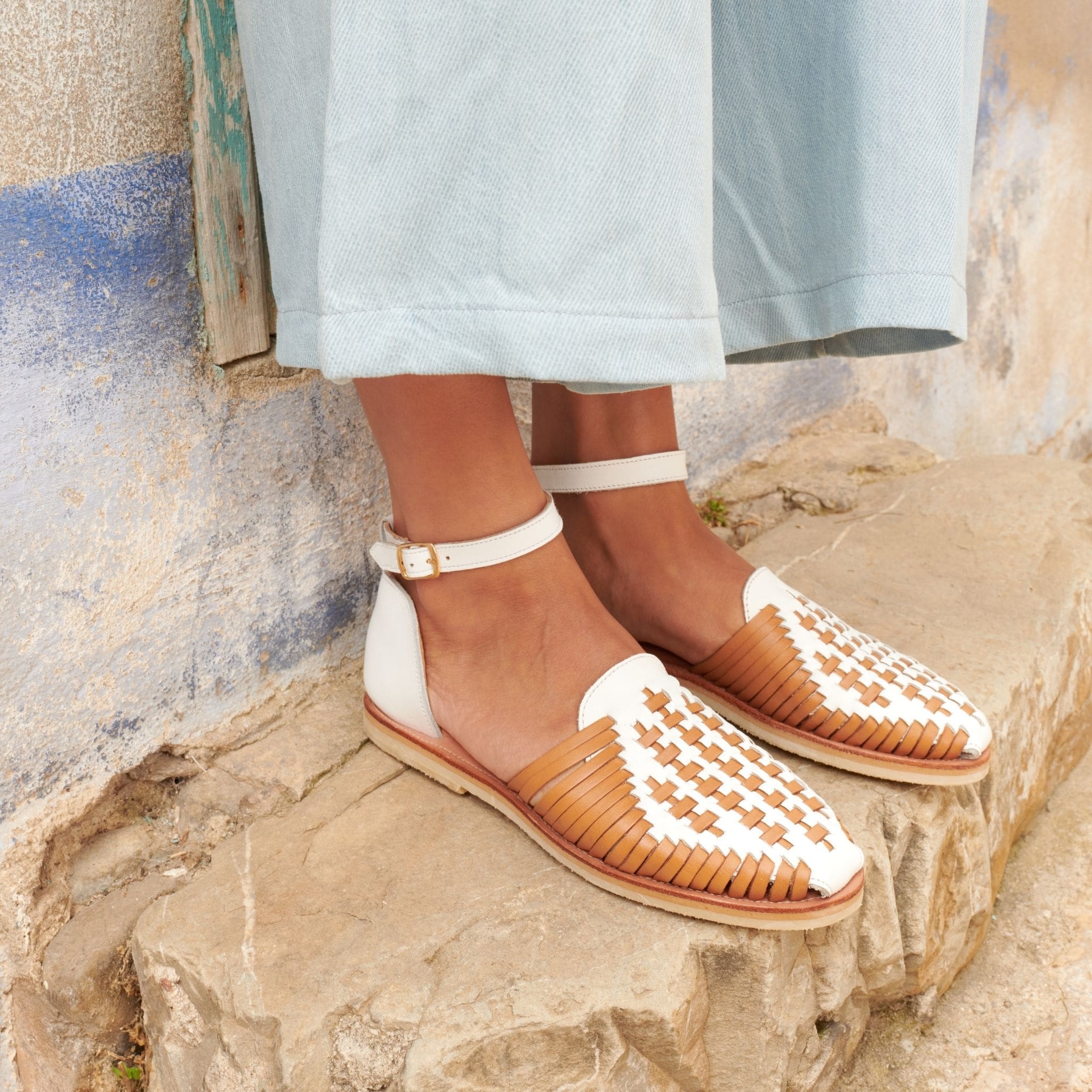 Camila Camel Blanc - Huarache Mapache