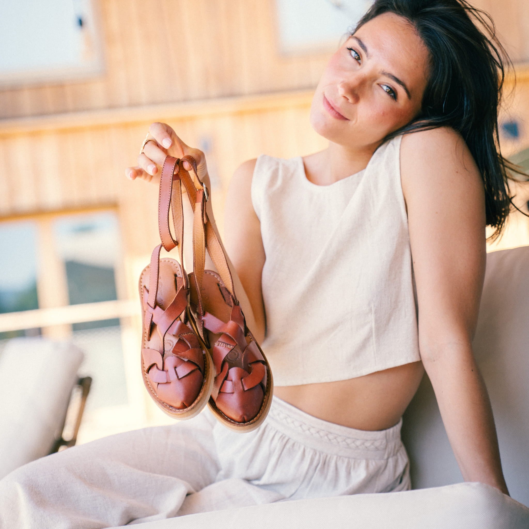 ELBA TABAC - SANDALE FEMME MAPACHE