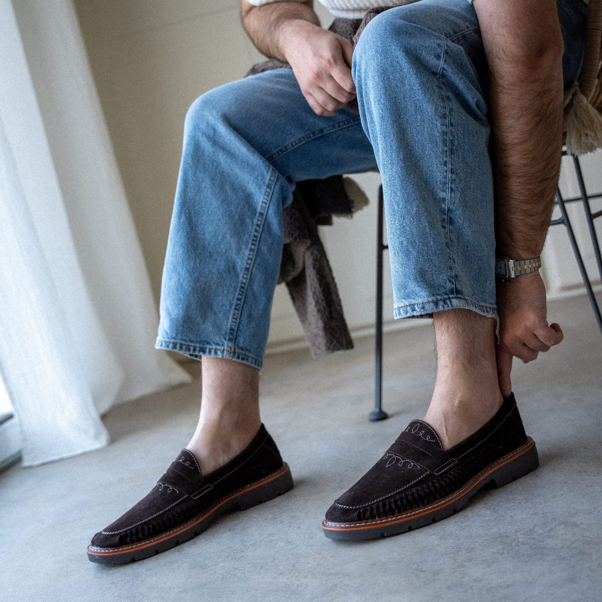 ERNESTO SUEDE BRUN - MOCASSIN HOMME MAPACHE