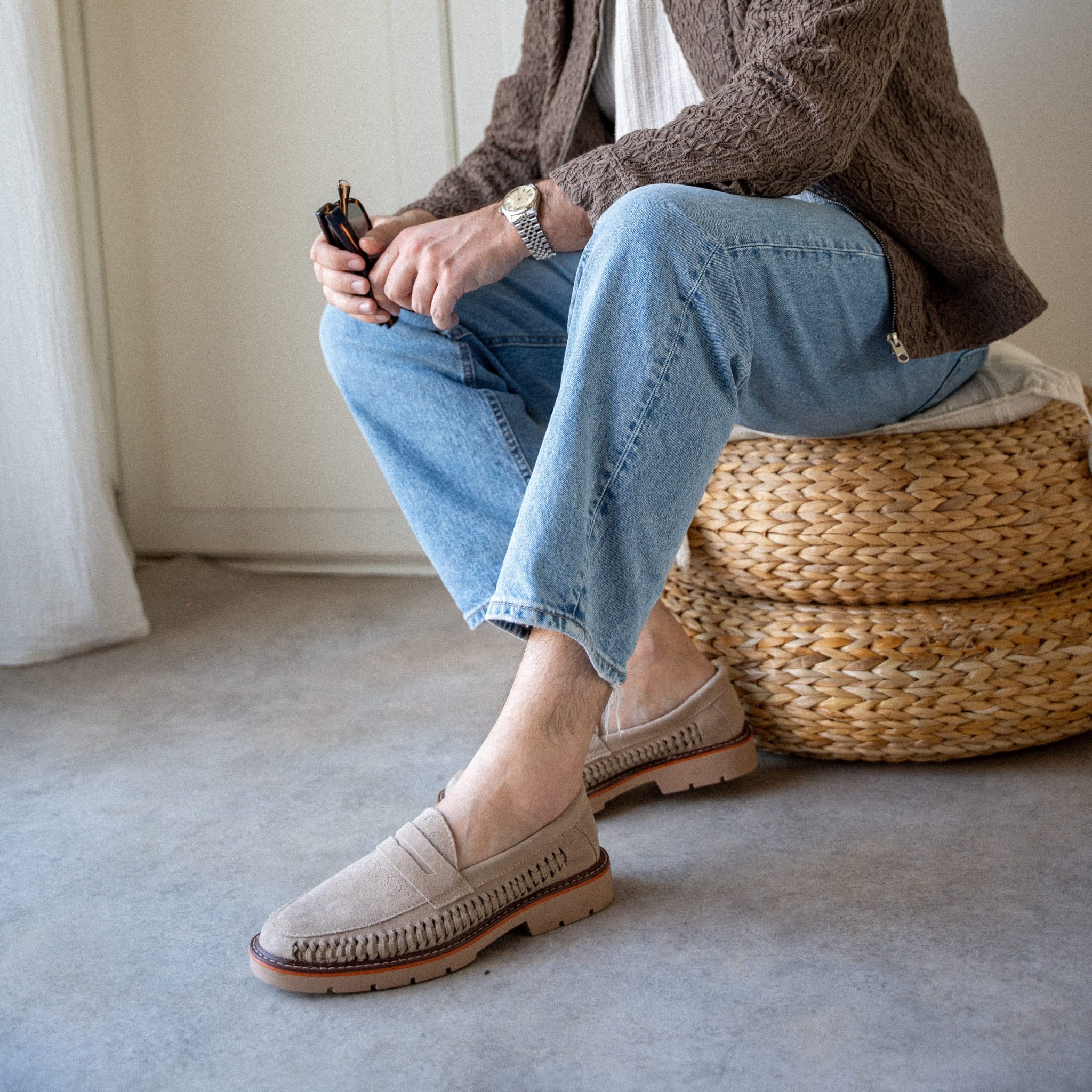 ERNESTO SUEDE TAUPE - MOCASSIN HOMME MAPACHE