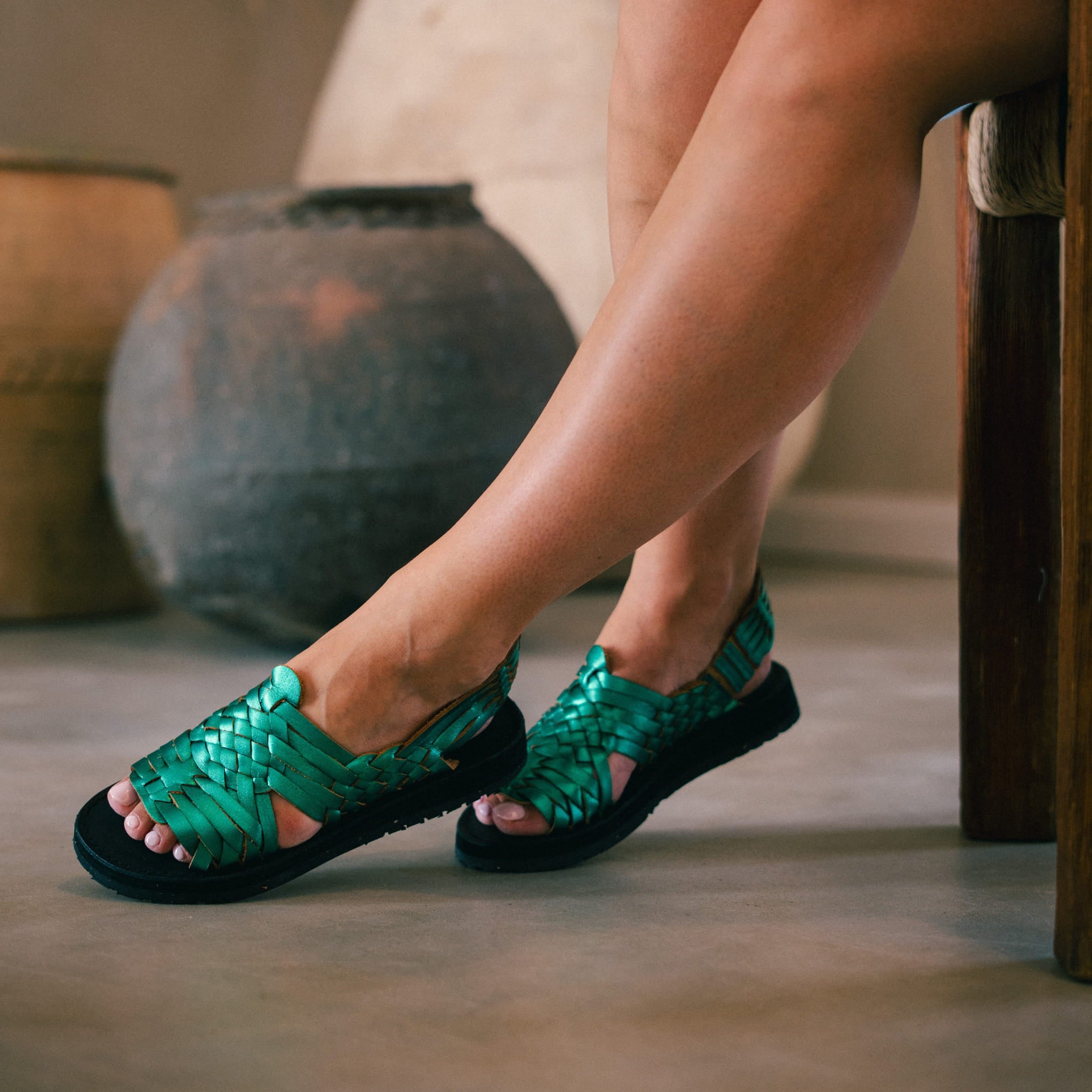 FRIDA VERT ÉMERAUDE - SANDALE FEMME MAPACHE