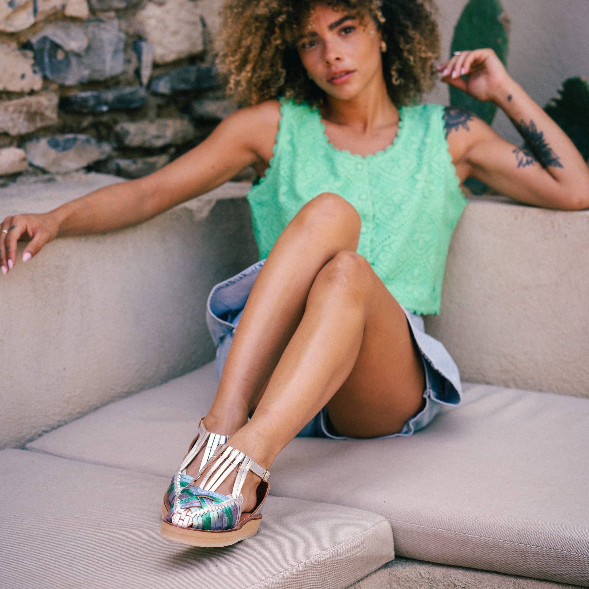 ISIDORA ARGENT BLUE MERMAID - HUARACHE FEMME MAPACHE