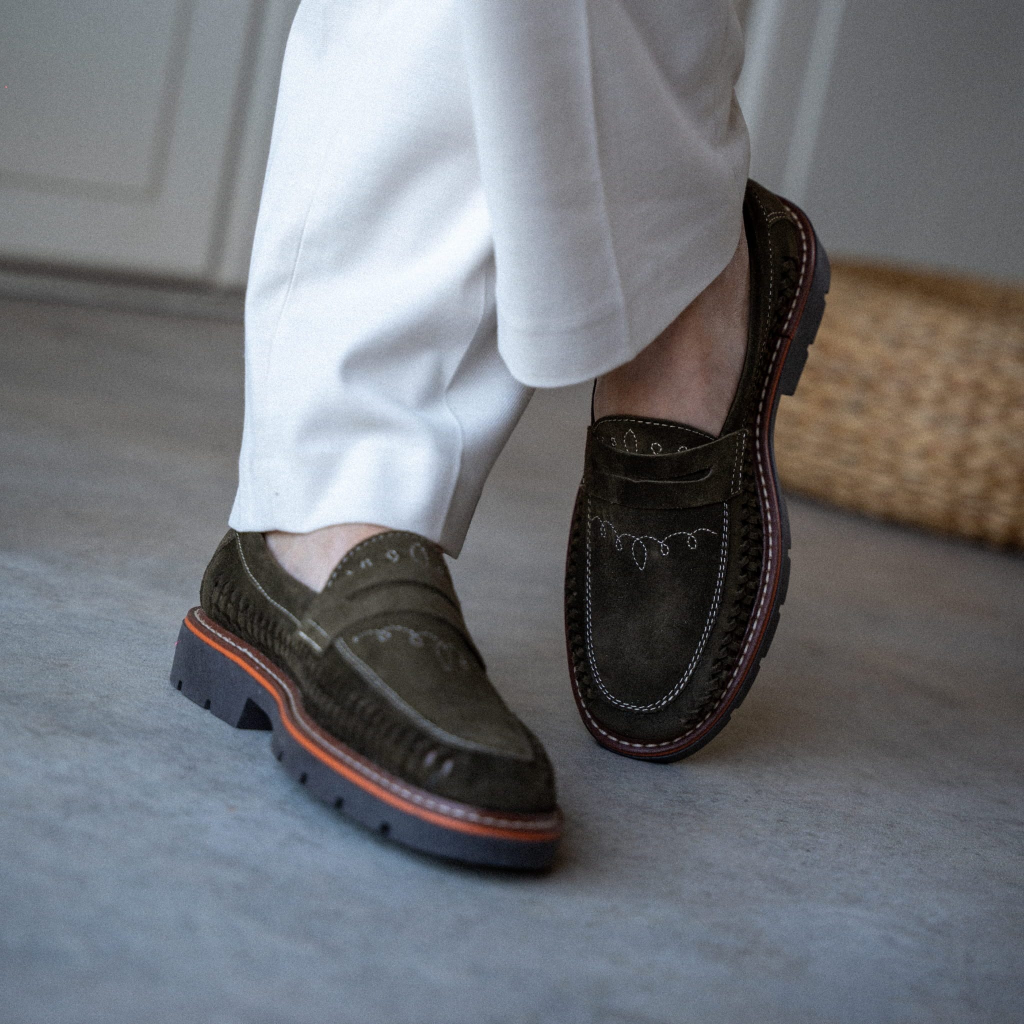ERNESTO SUEDE OLIVE - MOCASSIN HOMME MAPACHE
