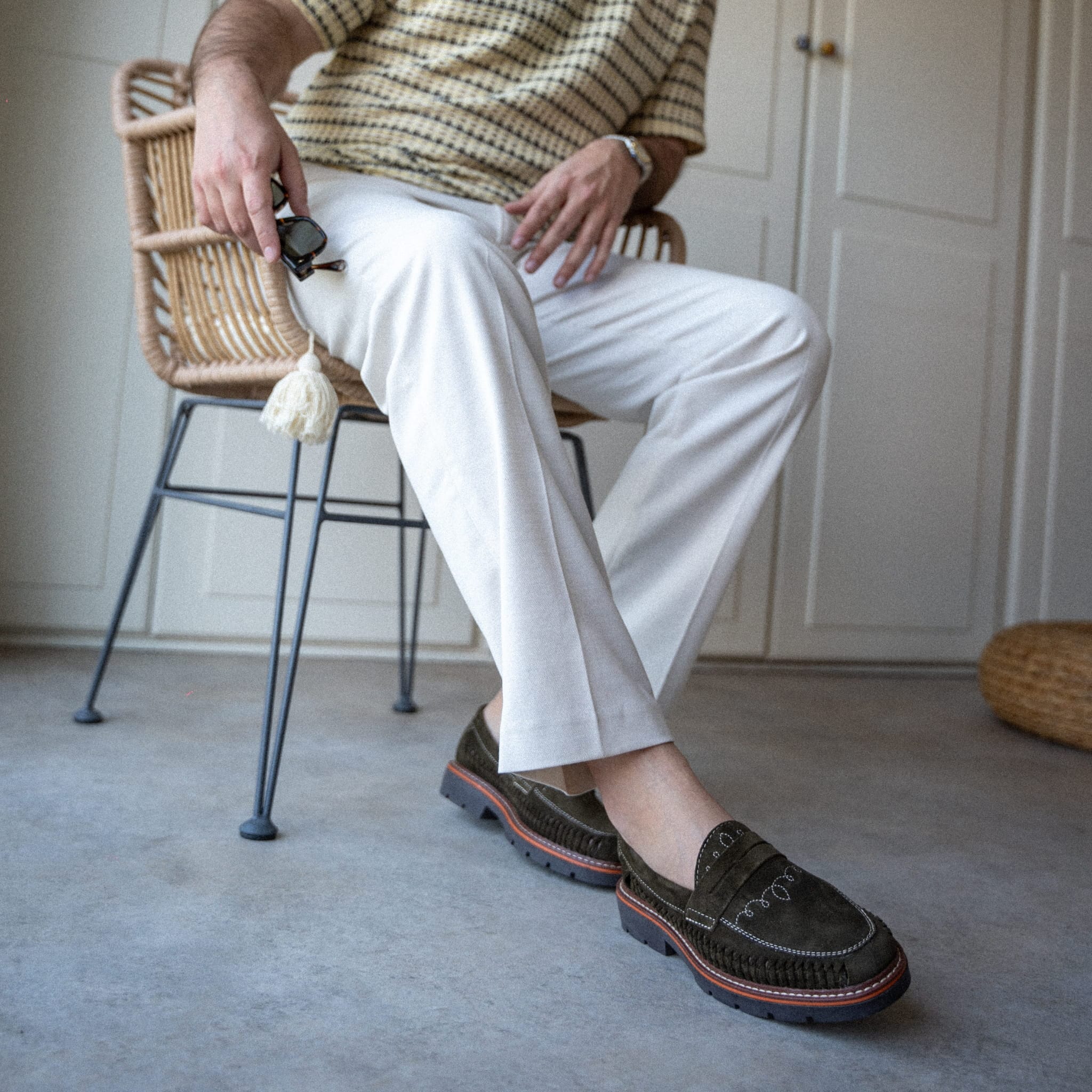ERNESTO SUEDE OLIVE - MOCASSIN HOMME MAPACHE
