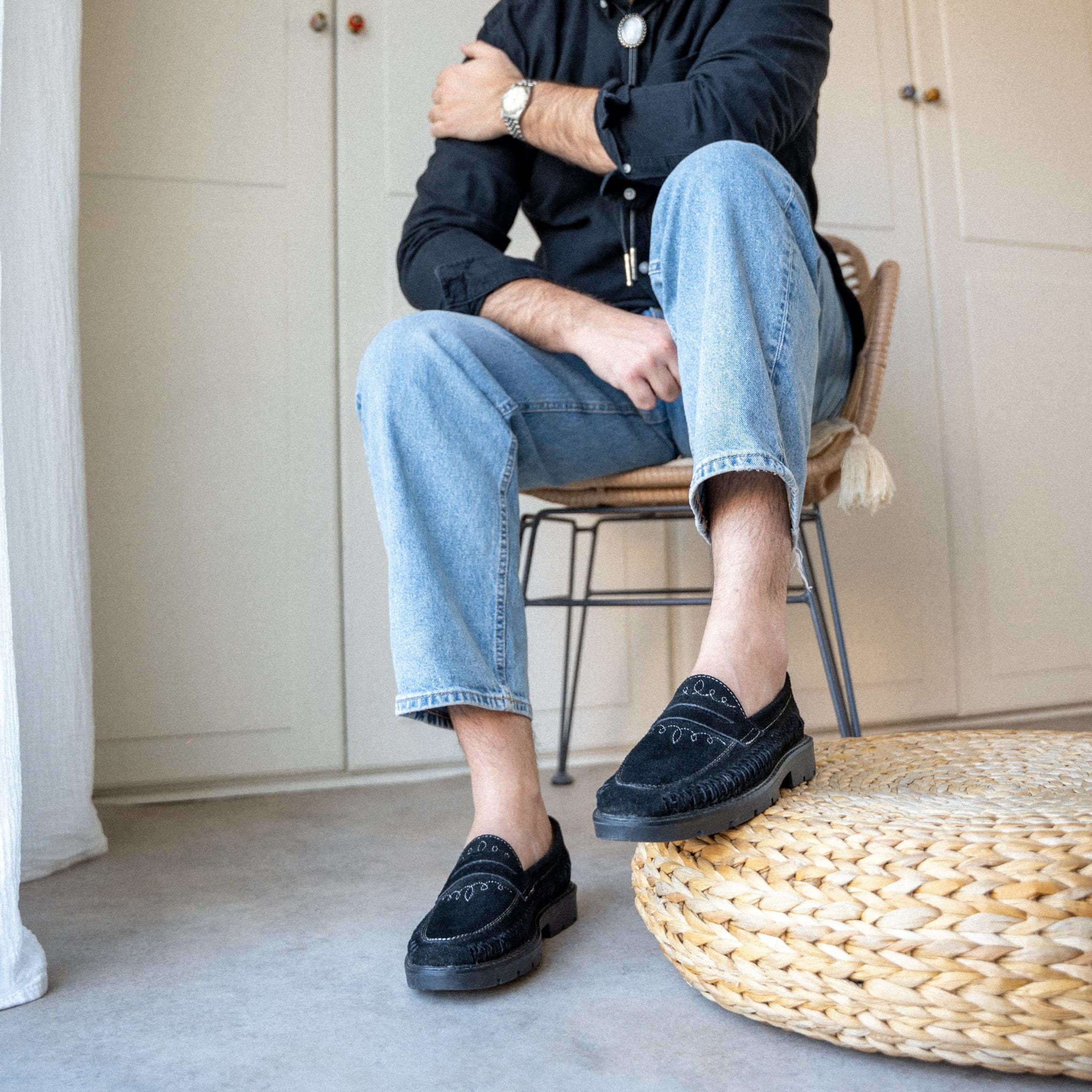 ERNESTO SUEDE NOIR - MOCASSIN HOMME MAPACHE